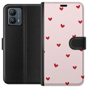 Motorola Moto G53 Svart Plånboksfodral Små Hjärtan
