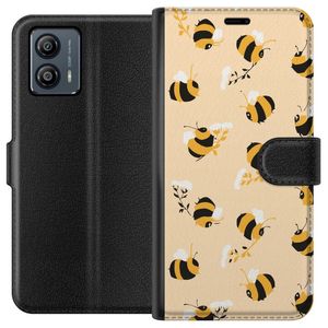 Motorola Moto G53 Svart Plånboksfodral Humlor