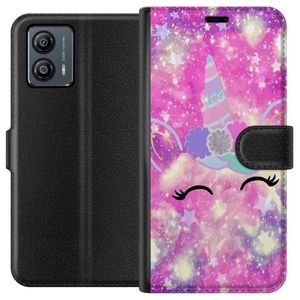 Motorola Moto G53 Svart Plånboksfodral Glad Enhörning