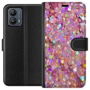 Motorola Moto G53 Svart Plånboksfodral Glitter