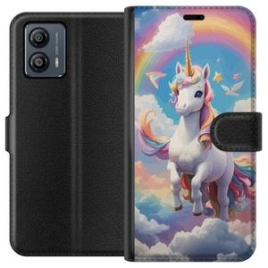 Motorola Moto G53 Svart Plånboksfodral Stolt Enhörnig