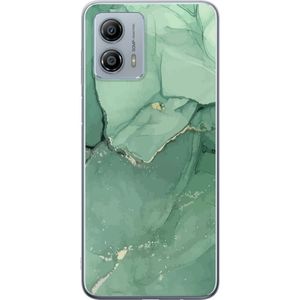 Motorola Moto G53 Transparent Mobilskal Grön Marmor