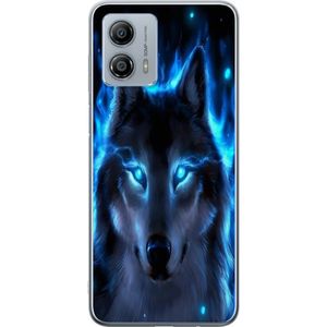 Motorola Moto G53 Transparent Mobilskal Blå Varg