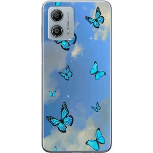 Motorola Moto G53 Transparent Mobilskal Himlen med fjärilar