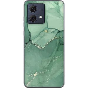 Motorola Moto G84 Transparent Mobilskal Grön Marmor