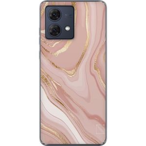 Motorola Moto G84 Transparent Mobilskal Ljusrosa marmor