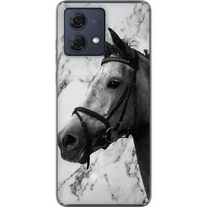 Motorola Moto G84 Gjennomsiktig Telefondeksel Marmor med häst