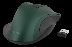 Deltaco trådløs ergonomisk mus - grønn
