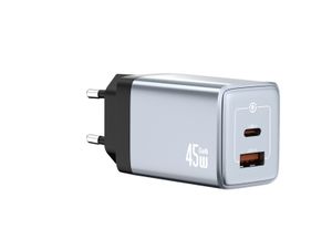 NEXTBATT 45W Hurtigoplader USB-C/USB-A - Sort/Grå