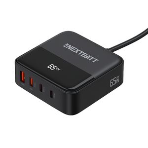 Hurtiglader 65W GaN NEXTBATT – 2x USB-C og 2x USB-A multilader