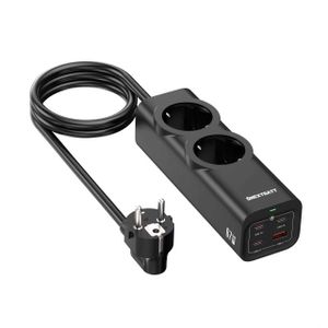 NEXTBATT 67W hurtigladende strømskinne 2-veis/ 3xUSB-C/1x USB-A, 2m - Svart