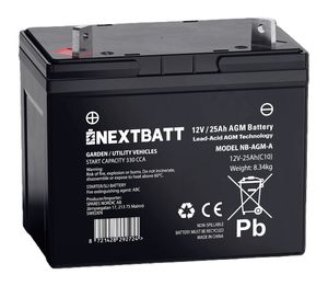 NEXTBATT AGM-Batterie U1 12V 25Ah – 195x125x156 mm