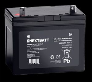 NEXTBATT AGM-batteri U1 12V 25Ah – 195x125x156 mm