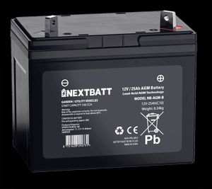 NEXTBATT AGM-batteri U1R 12V 25Ah – 195x125x156 mm