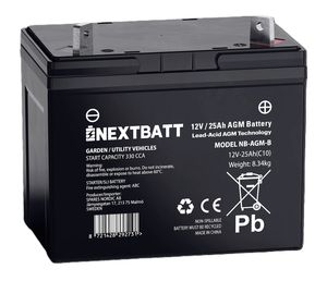 NEXTBATT AGM-Batterie U1R 12V 25Ah – 195x125x156 mm