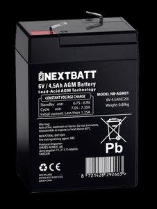 NEXTBATT AGM-akku 6V 4,5Ah – 70x47x100 mm