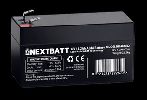 NEXTBATT AGM-akku 12 V 1,2 Ah – 97 x 43 x 52 mm