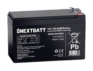 NEXTBATT AGM-batteri 12V 7Ah – 151x65x94 mm