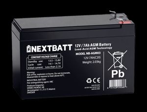NEXTBATT AGM-akku 12 V 7 Ah – 151 x 65 x 94 mm