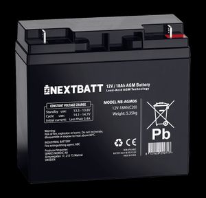 NEXTBATT AGM-batteri 12V 18Ah – 182x77x168 mm
