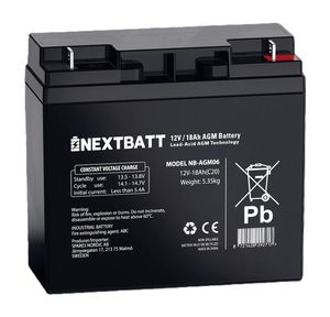 NEXTBATT AGM-Batterie 12 V 18 Ah – 182 x 77 x 168 mm