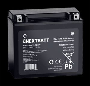NEXTBATT AGM-batteri MC 12V 18Ah - 175x87x155 mm