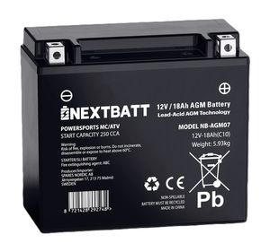 NEXTBATT AGM-batteri MC 12V 18Ah - 175x87x155 mm