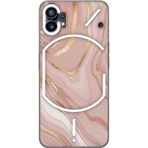 Nothing Phone (1) Transparent Mobilskal Ljusrosa marmor