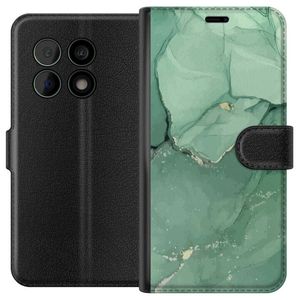 OnePlus 10 Pro Svart Plånboksfodral Grön Marmor