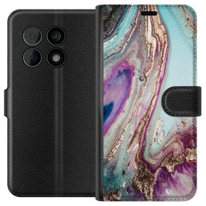 OnePlus 10 Pro Svart Plånboksfodral Lila marmor