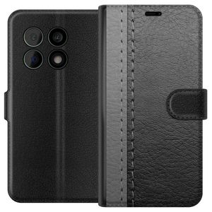 OnePlus 10 Pro Sort Tegnebogsetui Grått Fake Läder