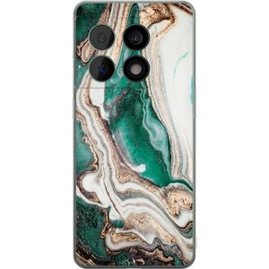 OnePlus 10 Pro Gjennomsiktig Telefondeksel Grön / Guld marmor