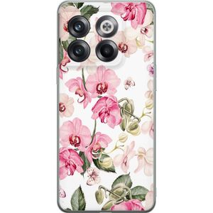 OnePlus 10T Transparent Mobilskal Rosa blommor