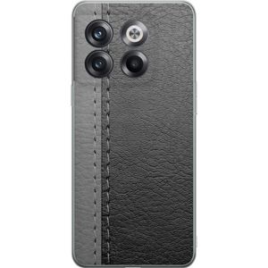 OnePlus 10T Transparent Mobilskal Grått Fake Läder