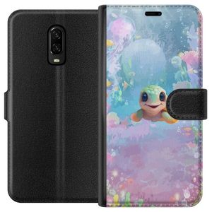 OnePlus 6T Sort Tegnebogsetui Glad Sköldpadda