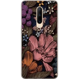 OnePlus 7 Pro Transparent Mobilskal Tecknade blommor