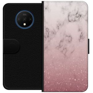 OnePlus 7T Svart Plånboksfodral Glitter och marmor