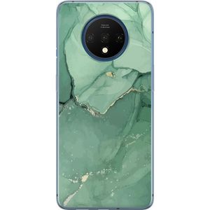 OnePlus 7T Transparent Mobilskal Grön Marmor