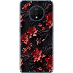 OnePlus 7T Transparent Mobilskal Intensiva blommor