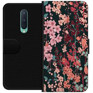 OnePlus 8 Svart Plånboksfodral Blommor