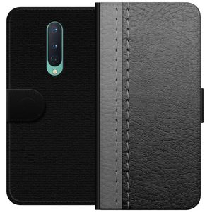 OnePlus 8 Svart Plånboksfodral Grått Fake Läder