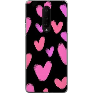 OnePlus 8 Gjennomsiktig Telefondeksel Hjärtan Stora