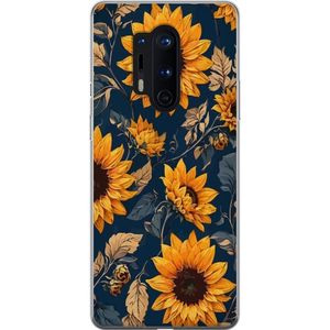 OnePlus 8 Pro Transparent Mobilskal Solrosor