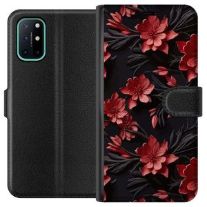 OnePlus 8T Sort Lommebokdeksel Intensiva blommor