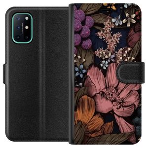 OnePlus 8T Svart Plånboksfodral Tecknade blommor