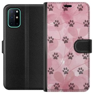 OnePlus 8T Svart Plånboksfodral Rosa Tassar