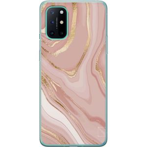 OnePlus 8T Transparent Mobilskal Ljusrosa marmor