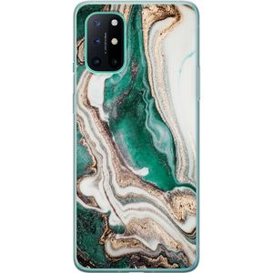 OnePlus 8T Transparent Mobilskal Grön / Guld marmor