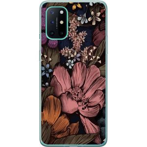 OnePlus 8T Transparent Mobilskal Tecknade blommor