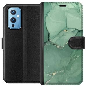 OnePlus 9 Sort Tegnebogsetui Grön Marmor